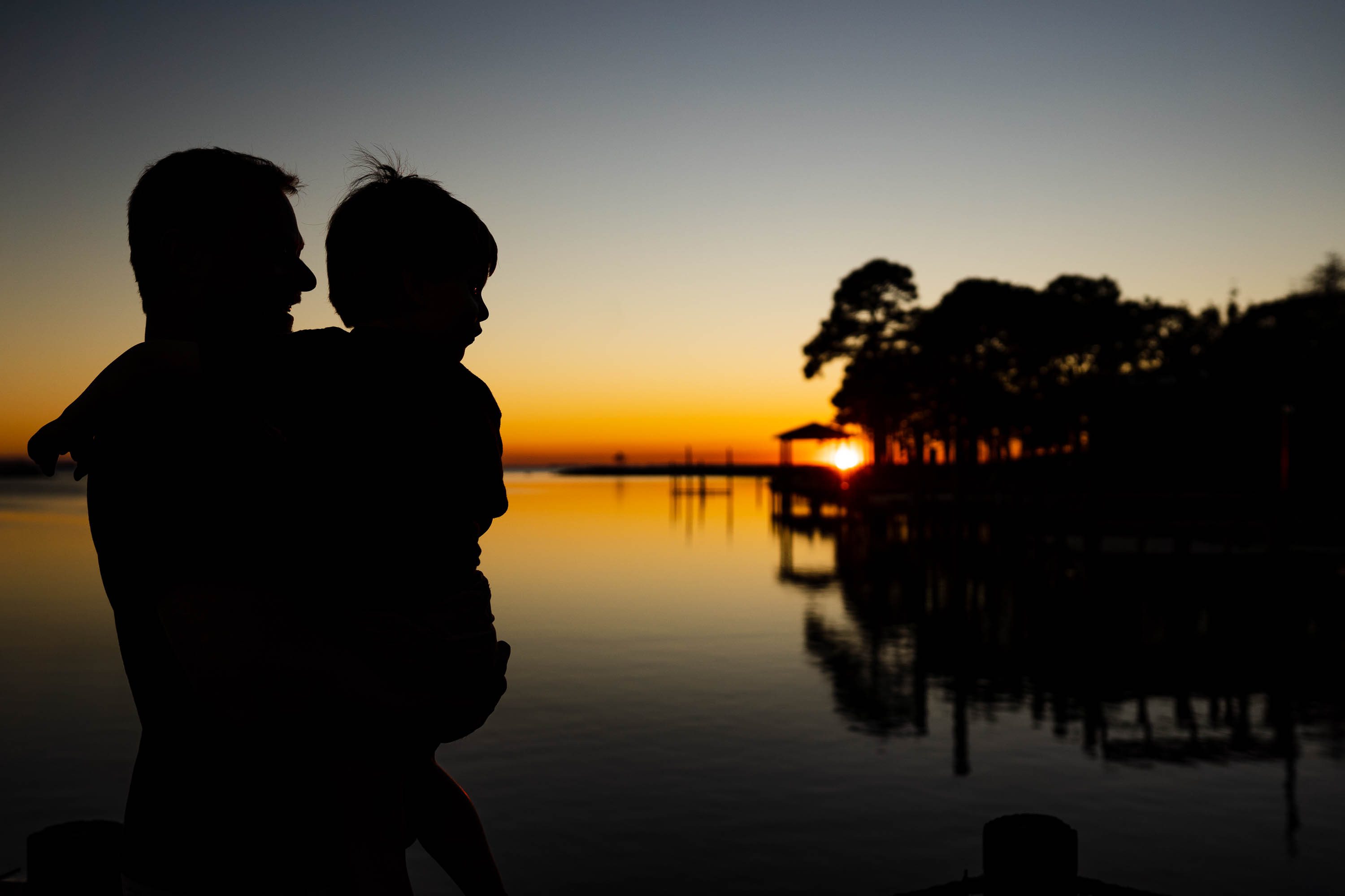 father and son sunset